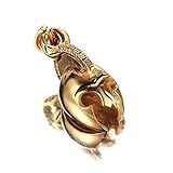 ♥ Klassische und einfache Design, Schädel Totenkopf Punk Männer Halskette Gold ; Material: Edelstahl; Große: 30*20MM; Gewicht: 22GR;