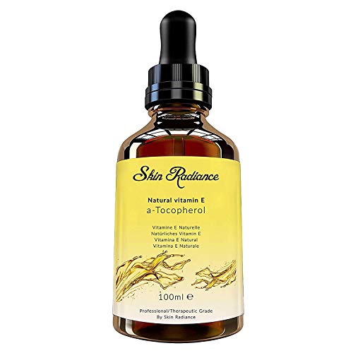 Aceite de vitamina E de primera calidad de Skin Radiance, botella grande de cristal de aromaterapia. Aceite de vitamina E puro para la cara y la piel, antienvejecimiento, sin OMG ni hexano.