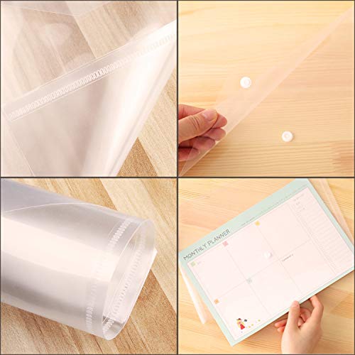 Acrux7 48 Pcs Clear Plastic Envelopes, Poly Envelope With Snap Closure Waterproof File Folder For School Home Office, A4 Size #TOP1