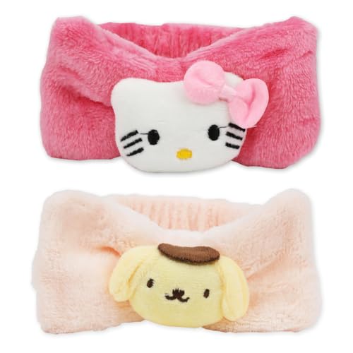 PERFECTSIGHT Spa Headband for Washing Face, 2 Pack Cute Animal Hair Band for Washing Face Shower Yoga Sports Beauty Skincar Party, Soft Fluffy Makeup Headband, Kawaii Facial Headbands for Woman Girls (KT+Purin)