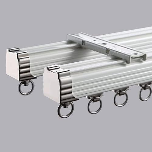 TIPIACE Guía de cortina de aleación de aluminio pesado de lujo de doble vía de cortina, longitud personalizada (montaje en techo - marfil, longitud 100cm)