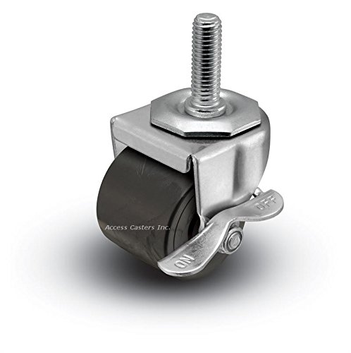 Dual Wheel Swivel Stem Caster, Set of 6, TPR Wheels, 720 lbs Capacity
