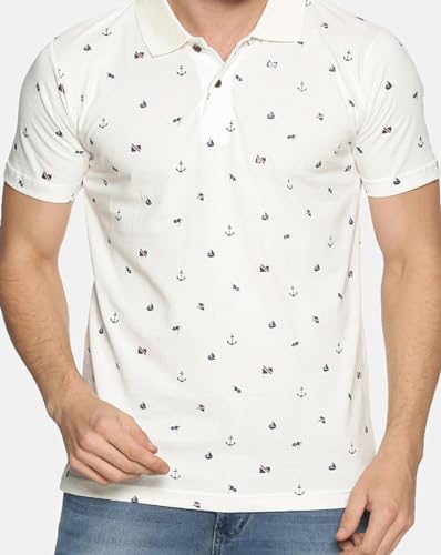 Image of KRYPTIC Men's Ultra-Soft Cotton Rich Casual Printed Half Sleeve Regular Fit Classic Polo T-Shirt - Soft, Cool & Stylish Everyday Wear