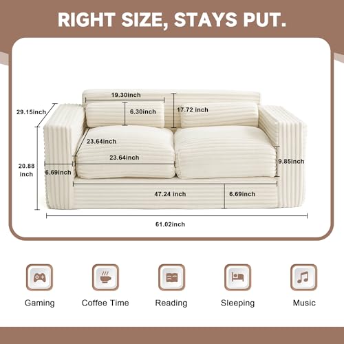 Paxato Bean Bag Chair Couch, Two Seat Giant Bean Bag Sofa for Adults, Boneless Loveseat Floor Sofa Couches for Living Room, Small Couch for Bedroom, Apartment, Office (Beige) - image 2