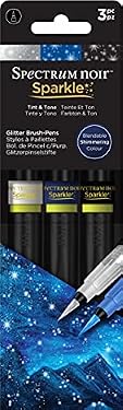 AMAZON - Spectrum Noir SPECN-SPA-TTO3 Sparkle Water-Based Fine Micro-Pigment Markers-Pack of 3-Includes Flexible Brush Nib-Tint & Tone 3 Piece
