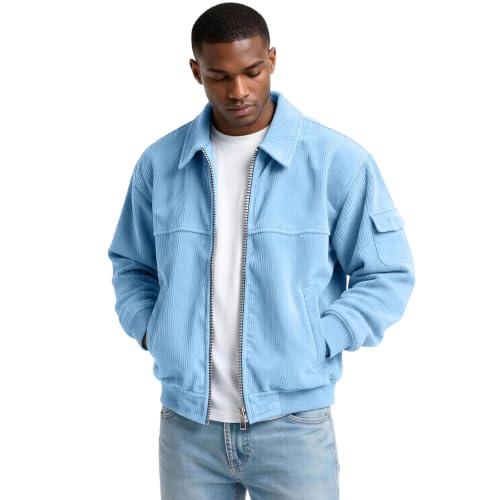 Corduroy Jacket Men Vintage Long Sleeve Button Down Shirt with Pockets - image 2