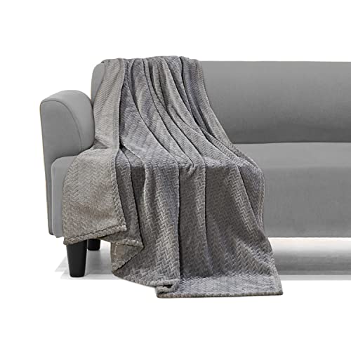 Image of Elegant Comfort Lightweight Printed Throw Blanket- All Season, Ultra Soft, Cozy and Plush- Decorative Throw Blankets, Perfect for Lounging, 50 x 70 inches, Chevron Gray, Throw Blanket