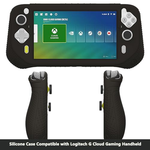JCHPINE Silicone Cover Case for Logitech G Cloud Gaming Handheld, Protective Skin Sleeve for Logitech G Cloud Gaming Console Screen Film Protector Accessories (Black Case and Screen Film)