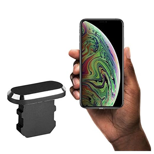innoGadgets Bouchon Anti-poussière pour iPhone 7/8/X Protection Contre poussière pour connecteur Lightning |Protection en Aluminium dans Toutes Les Couleurs iPhone | Clip en Silicone Gratuit | Noir