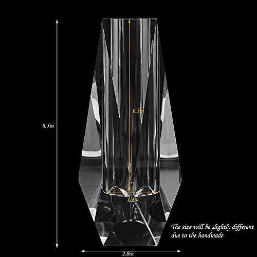 Kitcom Flower/Bud Crystal Vase Decorative Vases For Home, Wedding, Christmas, Outline Dimensions W2.8''Xh8.5'', Clear With Gift Box #TOP1