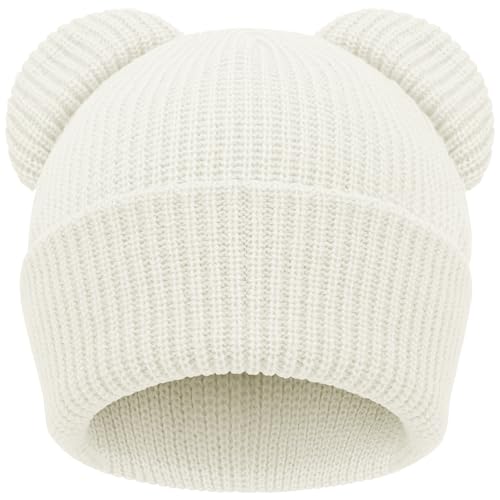DRESHOW Baby Beanie Cappelli Invernali Bambino Bambini Morbida Maglia Graziose Orecchie da Orsetto Unisex Cappello per Neonato Ragazzi Ragazze Cappello Caldo per 0-6 mesi