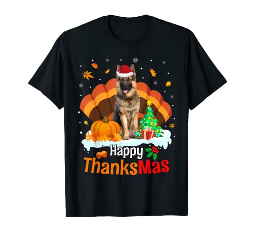 Thanksgiving German Shepherd Happy Christmas Thanksmas T-Shirt