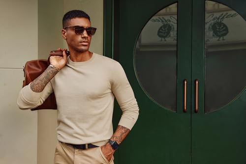 PJ PAUL JONES Men's Sweaters Crewneck Basic Lightweight Wool Blend Knitted Pullover Long Sleeve Shirts for Men2