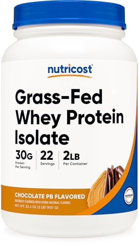 Nutricost Grass-Fed Whey Protein Isolate (Chocolate Peanut Butter) 2LBS - Non-GMO Gluten Free Natural Flavors