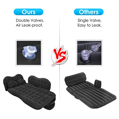 Grassman Inflatable Car Air Mattress, Portable Dirt-resiatant Car Travel Bed with Two Pillows, Universal SUV Extended Car Air Bed with Air-Pump for Travel, Hiking, Trip and Other Outdoor Activities