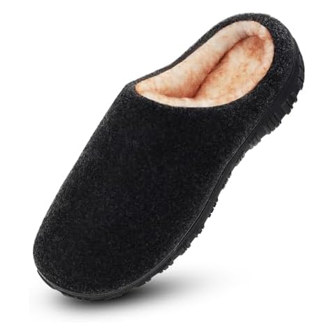 Lulex Mens Slippers Memory Foam House Slippers Indoor Outdoor Warm Fuzzy Comfy Fluffy House Shoes Black US 9 Cover