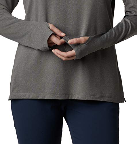 Columbia Women's Tamiami Heather Knit Long Sleeve Shirt, City Grey/New Mint, Small #TOP6