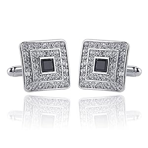 Creatieve mannen manchetknopen, Franse stijl diamant manchetknopen (Color : Silver)