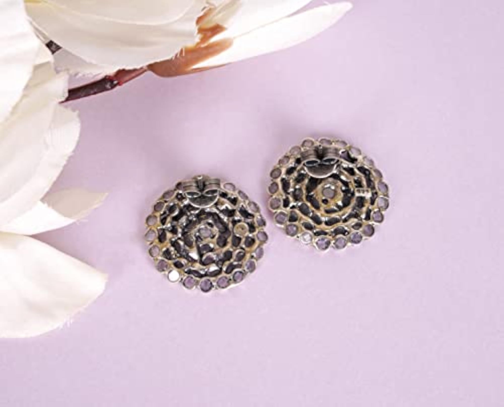 Women's 925 Silver Essence Scintillating Flower Motif Stud Earrings, Gift for Her