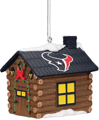 FOCO NFL Houston Texans Log Cabin Ornament – Officially Licensed Holiday Decoration