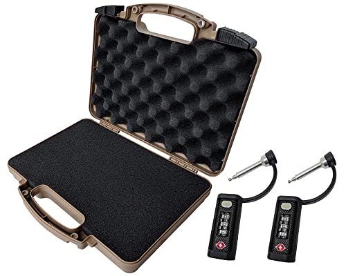 Cedar Mill Fine Firearms Security Package - Tsa Approved Travel Ready Gun Pistol Case- Tan & Two Single Monoshaft™ Padlocks #TOP17