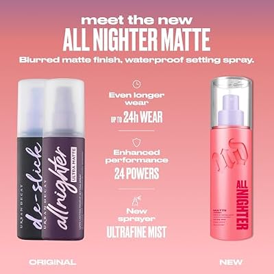 Urban Decay All Nighter Setting Spray Duo Bundle - Full Size (4 Fl Oz) & Travel Size (1 Fl Oz) - Matte Finish - Waterproof Makeup Setting Spray - Smudge-Proof, Transfer-Resistant - Makeup Primer Set