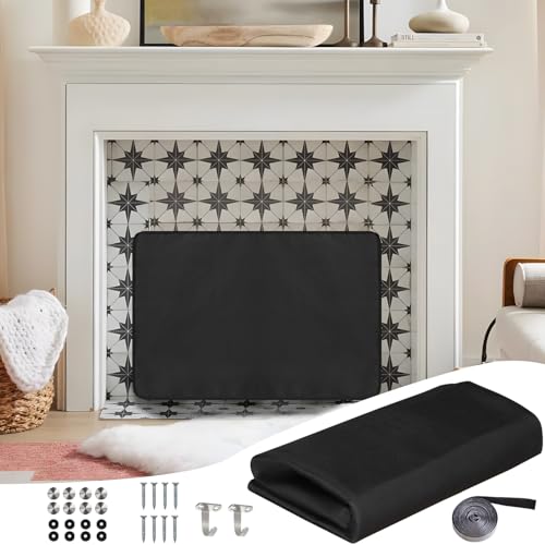 UCEDER Cubierta magnética para chimenea, 600D resistente Oxford con gancho y cinta mágica, manta bloqueadora de chimenea definitiva para mantener el calor interior (45 x 34 pulgadas)