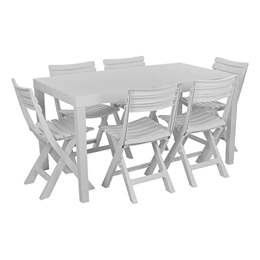 Large White Square Garden Plastic Table & Chairs Patio Deck Side Snack Outdoor (4)