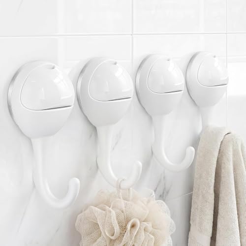 4-Pack JOTPE Suction Cup Shower & Bathroom Hooks (White) - image 1
