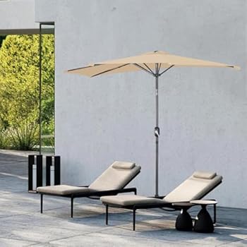 Angel Living Halve parasol met zwengel en kantelbaar, uv-bescherming, marktscherm voor terras, zwembad, balkon en tuin, terracotta, 270 cm