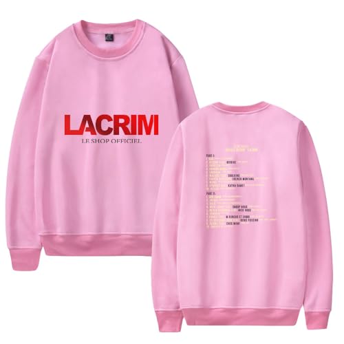 Lacrim Sweat-shirt à col rond pour homme et femme, manches longues, décontracté, élégant, hip-hop, streetwear, Rose - HL13007, S