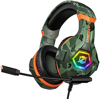 Gaming Headset with Breathing RGB Light & Adjustable Mic for PS4 PS5 PC Xbox One Laptop Mac