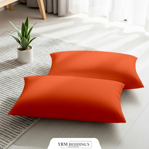 Image of YRM Bedding's - Egyptian Cotton 600TC Pillow Cover | Premium Pillowcases | Luxury Bedding-Export Collection | High Thread Count Durable & Breathable Covers - Orange | [18''x28''] Inches