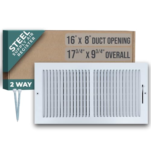 Fits 16x8 Duct Opening 2 Way Steel Air Supply Diffuser by Handua | Register Vent Cover Grille for Sidewall and Ceiling | White | Outer Dimensions: 17.75" X 9.75" by Handua - Used condition - US$18.06