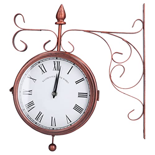 Restokki Wall Clock Practical Retro Beautiful Battery Powered Decoration for Lobby Courtyard Garden
