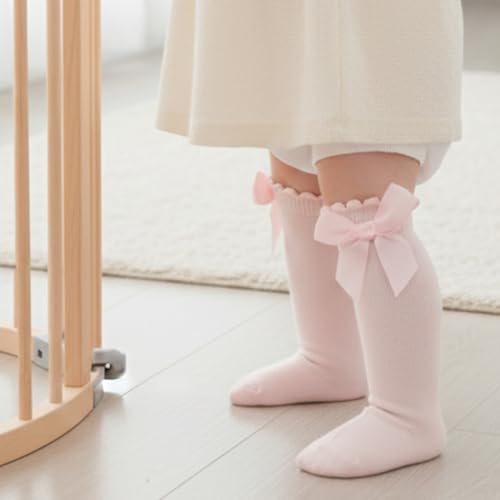 Image of SYGA Baby Long Socks Cotton, Over The Knee, No Tightness, High-Top, Bow Pattern