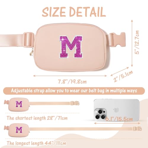 Image of Personalized Initial Crossbody Bag Fanny Pack Purse For 6-12 Year Old Girl, Teen Sister Daughter, Coral Pink-M
