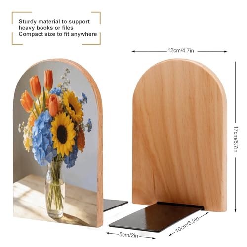 Sujetalibros decorativos Ambrosia con motivos florales de madera premium y metal de alta densidad 3