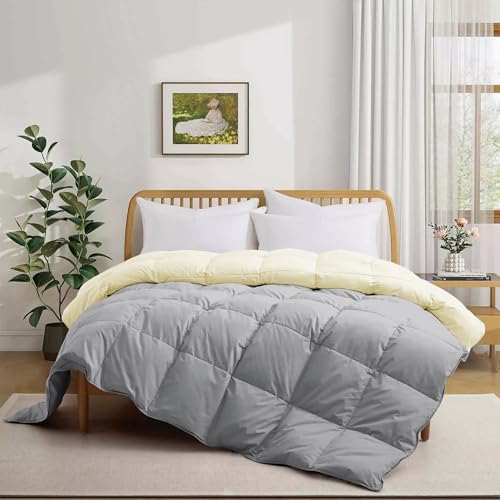 Image of 500 GSM Winter Blanket /Comforter Double Bed Size (90 inchX100 inch) - Unique Design Heavy Winter Comforter 500 GSM Microfiber Fill -Rajai Double Bed - Ivory /Silver Grey Color