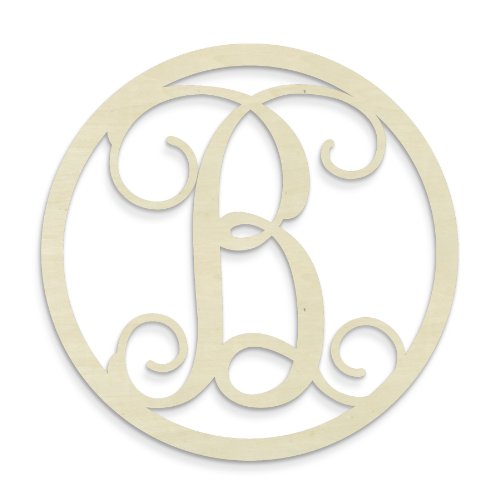 UNFINISHEDWOODCO Single Letter Circle Monogram-B, 19-Inch, Unfinished