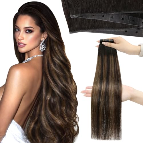 Moresoo Butterfly Weft Hair Extensions Human Hair Balayage Brown Remy