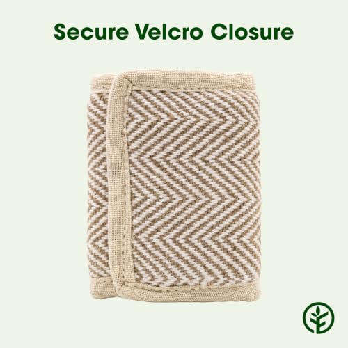 Image of Forest Thread Herringbone Natural Hemp Fabric Bifold Wallet (Beige)