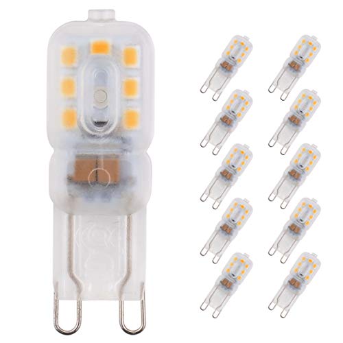 Bombilla Led G9 3W Bombilla Led G9 14LEDs AC220V Equivalente a Halógena 20W Blanco Cálido (3000k), Bombillas G9 de Ahorro de Energía para Iluminación del Hogar, Paquete de 10 Bombillas G9 Cover