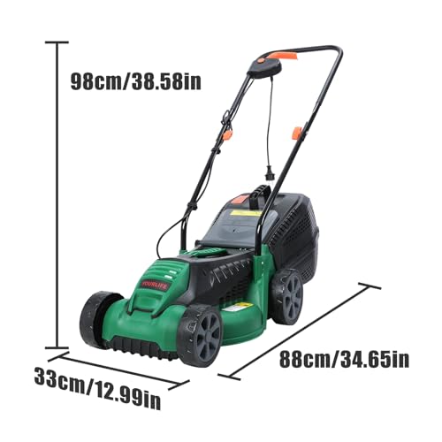 Cortacésped eléctrico, Cortacésped eléctrico autopropulsado inalámbrico 1600 W, tanque de hierba de 35 45 L, altura de corte ajustable 30 70 mm, bolsa 3 en 1 conductor caminante, eyección verde - imagen 3