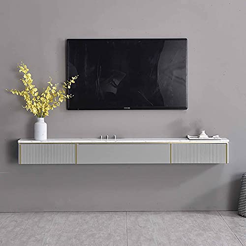 Mueble flotante para TV, 150 cm, mueble de entretenimiento moderno para cajas de cables, routers, mandos a distancia y consolas de juegos, diseño que ahorra espacio