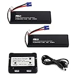 Jesnape 2PCS 7.4V 2700mAh 10C Drone Batteries + 2in1 Charger Spare Parts for X4 H501S H501C H501A...