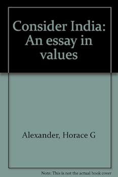 Hardcover Consider India: an Essay in Values Book