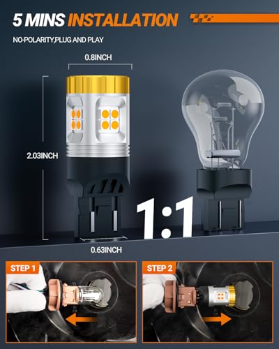 Image of SEALIGHT 7443 7440 LED Bulbs for Turn Signal Lights, Super Bright 7440 7441 7444 T20 W21W LED Light Bulb Amber Yellow for Marker Blinker Bulb(2PCS)