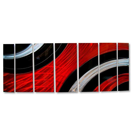 Statements2000 Abstract Geometric Large Painted Metal Wall Hanging Sculpture Panels 3D Art By Jon Allen, Red/Black/Silver, 68" X 24" - Critical Mass #TOP2