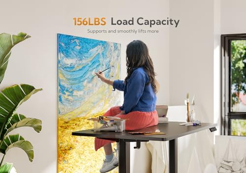 Image of Claiks Electric Height Adjustable Stand Up Desk, 32x19 Inches, Black